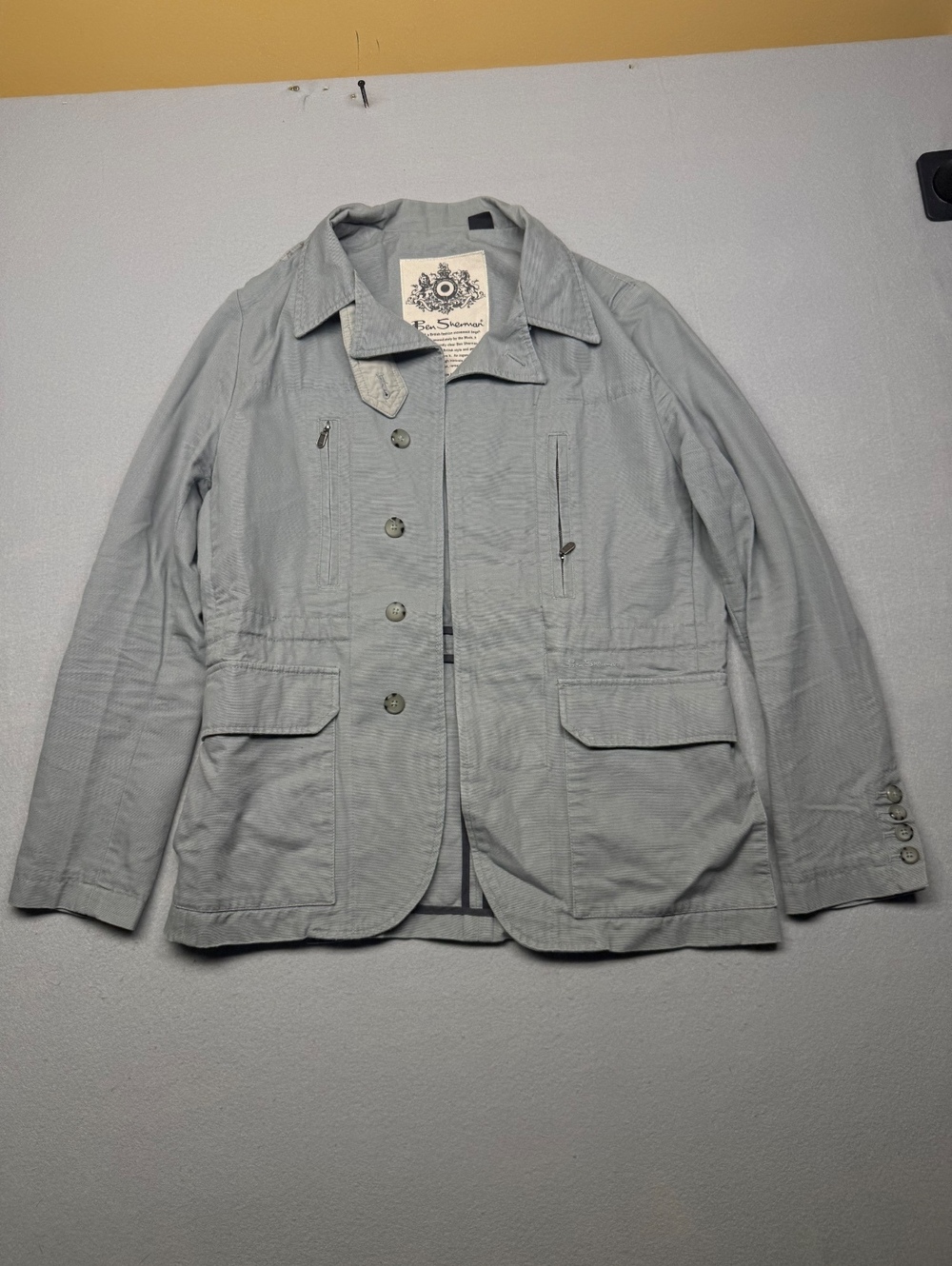 Ben Sherman Military Field Jacket Men's Small Gray Cotton